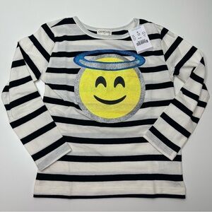 NEW Crewcuts Angel Emoji Long Sleeve Striped Top 100% Cotton Size 3